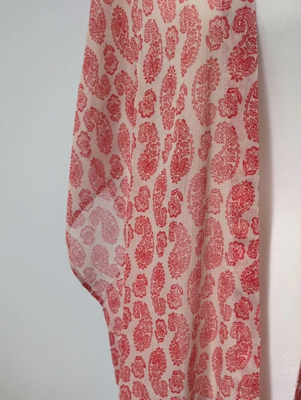 bp. Sheer Cream Top with Red Paisley Print